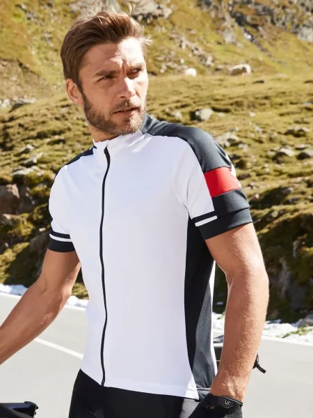 Maglietta da ciclismo per uomo James & Nicholson Men's Bike-T Full Zip