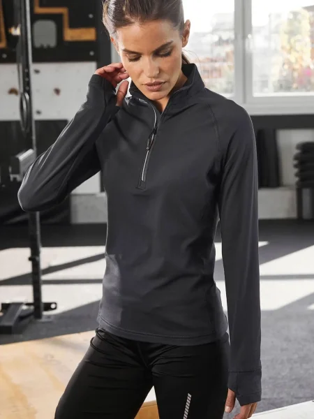 Felpa da donna personalizzata James & Nicholson Ladies' Sports Shirt Halfzip