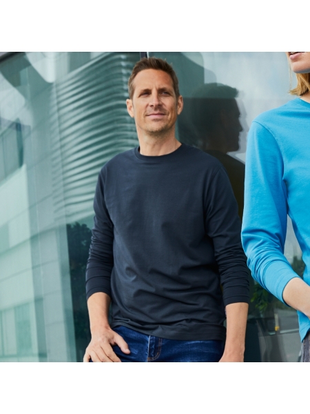Maglietta da uomo personalizzata James & Nicholson Men's Bio Stretch-Longsleeve Work - Solid