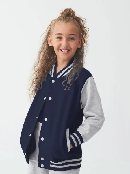 Felpa bambino personalizzata Just Hoods AWDis Kids Varsity Jacket