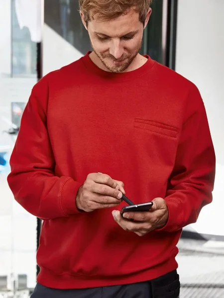 Felpa da lavoro da uomo personalizzata James & Nicholson Men's Round Sweat Pocket
