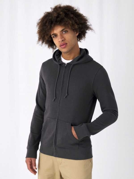 Felpa da uomo personalizzato B&C Collection Organic Zipped Hood