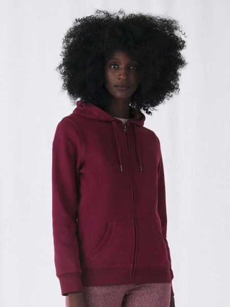Felpa da donna personalizzata B&C Collection QUEEN Zipped Hood