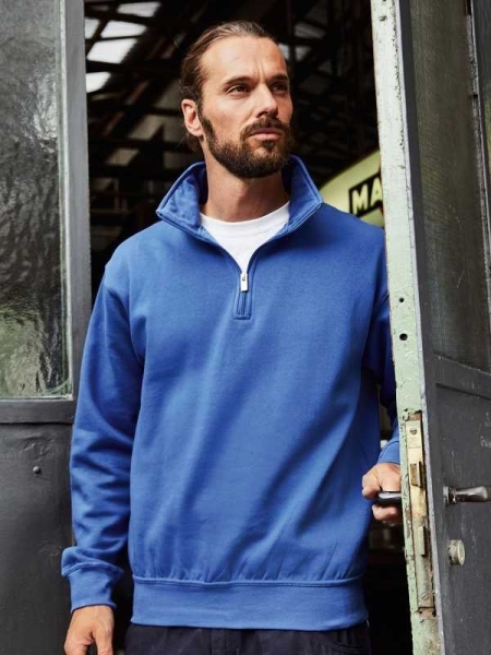 Felpa da lavoro personalizzato James & Nicholson Workwear Half Zip Sweat