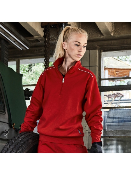 Felpa da lavoro da donna personalizzata James & Nicholson Workwear Half-zip Sweat - Solid