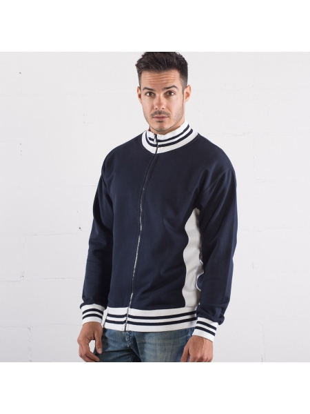 Felpa Sweat Full Zip Bicolor Colore Italiano