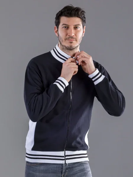 Felpa Sweat Full Zip Bicolor Colore Italiano
