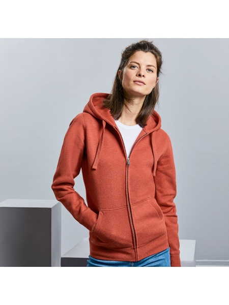 Felpa Ladies´ Authentic Melange Zipped Hood Sweat Russell