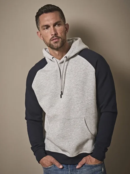 Felpa da uomo personalizzabile Tee Jays Two-Tone Hooded Sweatshirt