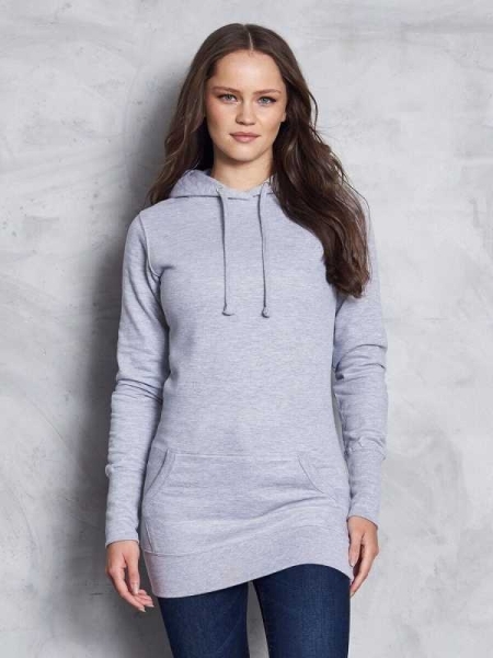 Felpa donna personalizzata Just Hoods AWDis Girlie Longline Hoodie