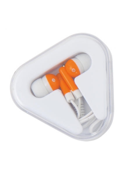 Auricolari design bicolore con cavo bianco e custodia triangolare