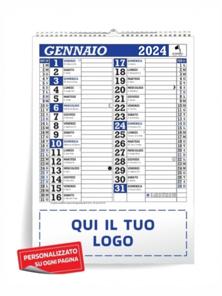 Calendario Mensile Olandese cm. 31x42