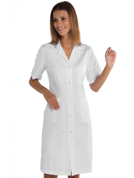 Camice medico donna manica corta personalizzato Isacco Satin Cotton