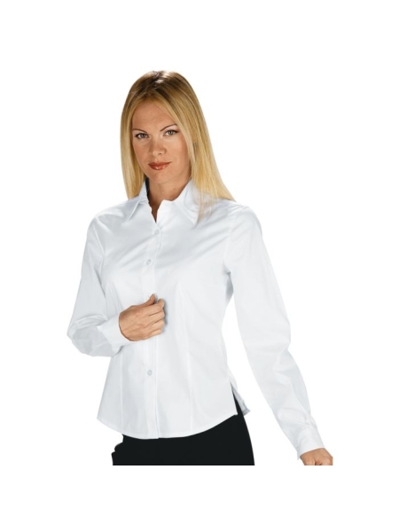 Camicia bianca donna da lavoro manica lunga personalizzabile Tenerife Stretch Isacco