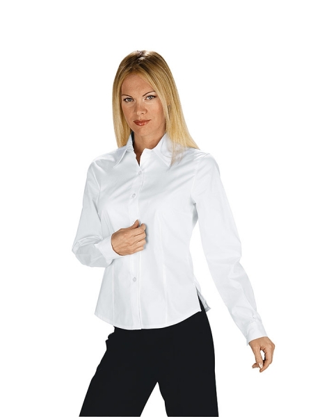 Camicia bianca donna da lavoro manica lunga personalizzabile Tenerife Stretch Isacco