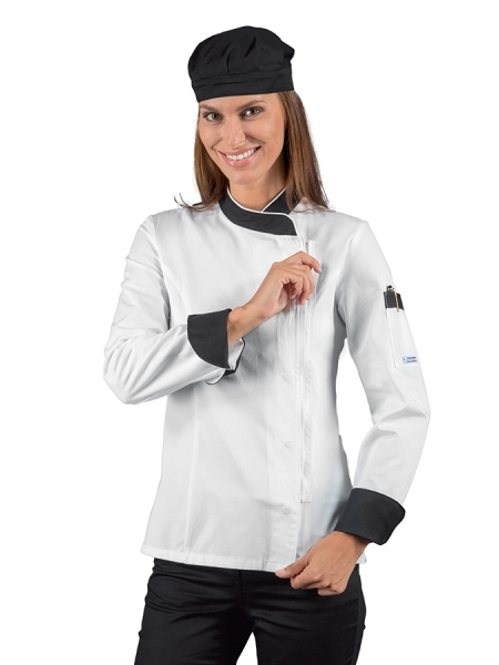Giacca da lavoro donna collo coreana ristorazione con zip Isacco Lady Snaps