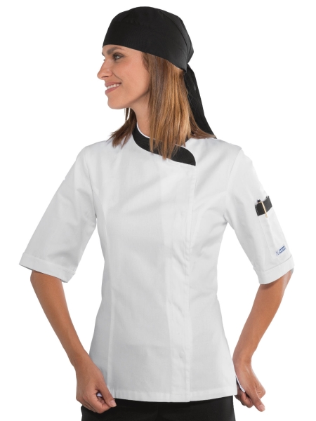 Giacca chef donna maniche corte personalizzata Isacco Lady Snaps