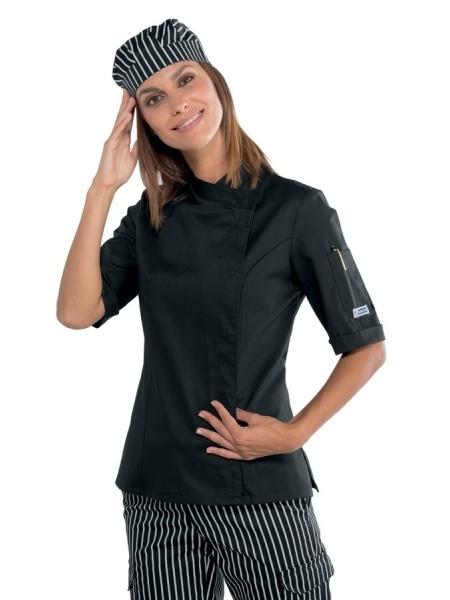 Giacca cuoca manica corta personalizzata in cotone elasticizzato Lady Snaps Stretch