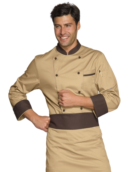 Giacca da cuoco bicolore in tessuto misto personalizzata Isacco Cook Bicolor