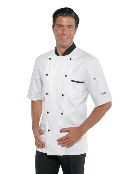Giacca da cuoco manica corta personalizzata Isacco Bicolore Cotton