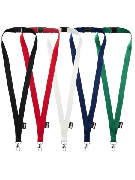 Lanyard porta badge in R-Pet con sgancio di sicurezza personalizzato Tom