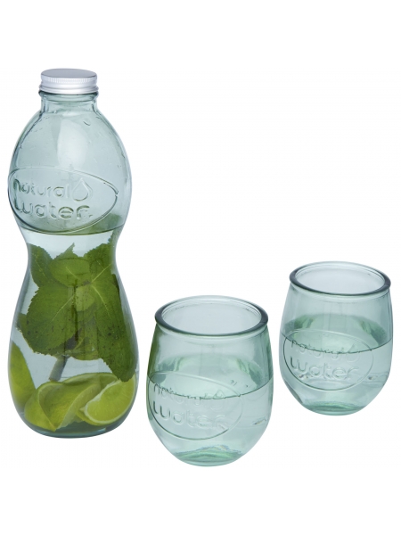 Bottiglia con set bicchieri in vetro riciclato Brisa