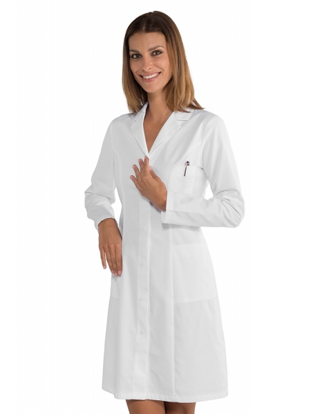 Camice farmacista donna manica lunga Valencia SLIM Bianco Isacco