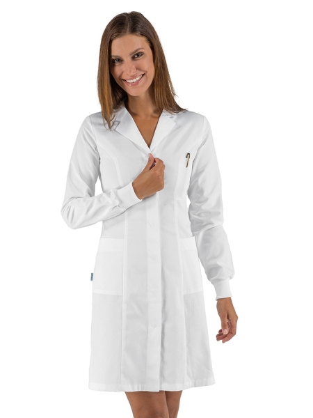 Camici Isacco donna bianchi con polsino in maglia Valencia SLIM Bohème