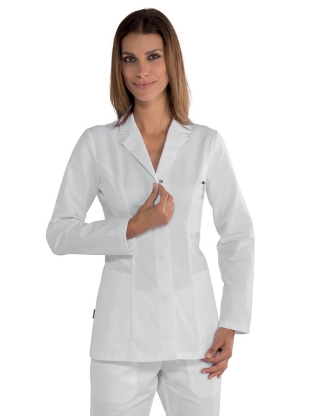 Casacca bianca donna in cotone manica lunga Coimbra SLIM Bianco Isacco