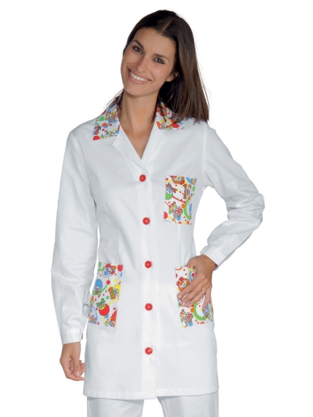 Casacca sanitaria donna colorata in cotone manica lunga Marbella Isacco