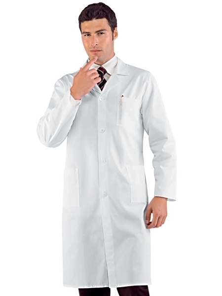 Camice medico uomo a manica lunga in cotone Isacco - 210 gr.