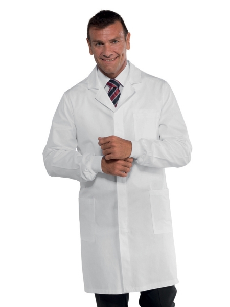 Camici bianchi da medico in cotone manica lunga con polso in maglia Isacco