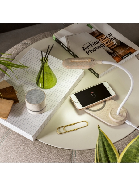 Lampade con caricatore wireless integrato personalizzate Ozzel in ABS e paglia