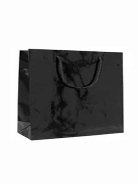 Buste di carta plastificate lucide lusso Nere - 32x10x27,5+5 cm