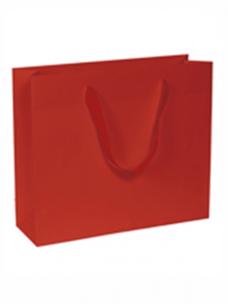Buste di carta kraft nere o rosse maniglia fettuccia - 14x7x14+4 cm
