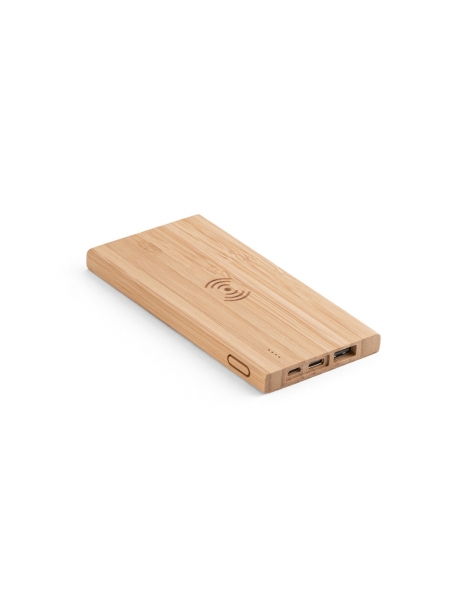 Power bank wireless in bamboo personalizzato Fitch 5000 mAh