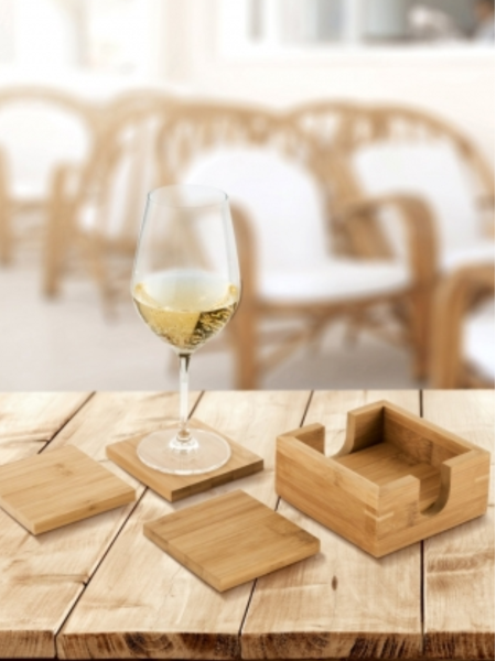 Set sottobicchieri da 4 pezzi in bamboo personalizzati Gauthier