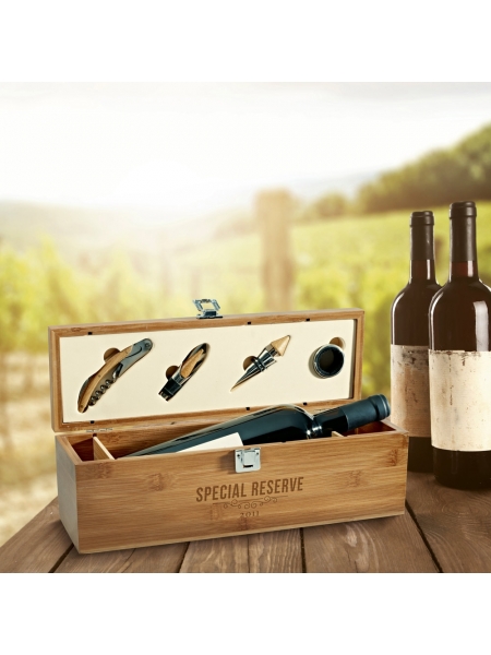 Set da vino regalo personalizzato in bamboo Syrah