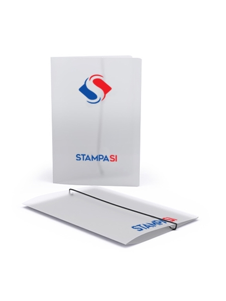 Cartelline con elastico portadocumenti in plastica semitrasparente a 2 ante