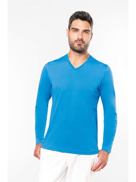 T-shirt uomo manica lunga - Scollo V 