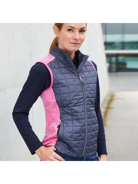 Gilet da donna in pile personalizzato James & Nicholson Ladies' Knitted Hybrid Vest