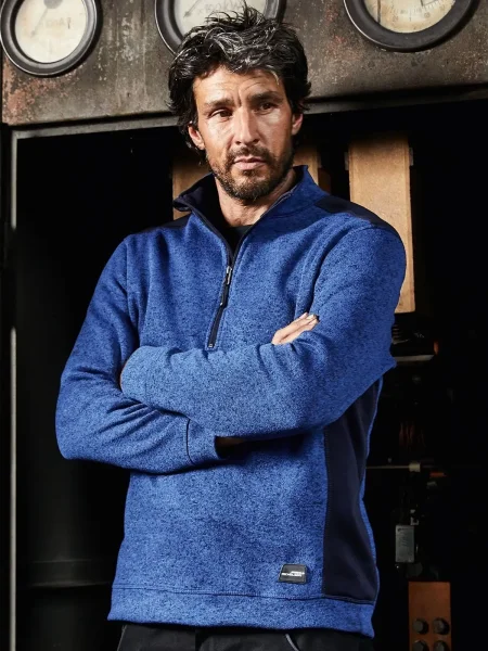 Pile da lavoro da uomo personalizzato James & Nicholson Men's Knitted Workwear Fleece Half-Zip - Strong