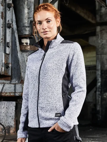 Pile da lavoro da donna personalizzato James & Nicholson Ladies' Knitted Workwear Fleece Jacket - Strong
