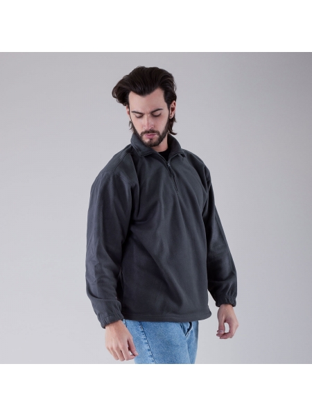 Felpa pile uomo con mezza zip Black Spider