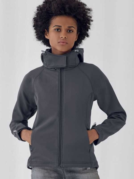 Softshell da donna personalizzato B&C Collection Hooded Softshell/Women