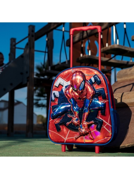 Zaino trolley per bambini Spiderman 3D Metallizzato