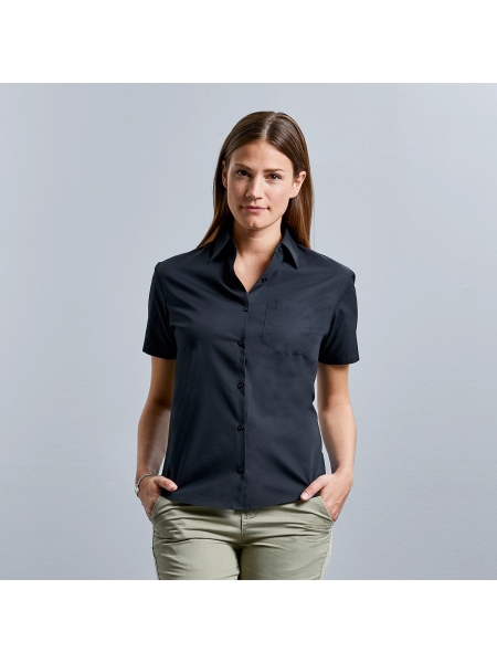 Camicia Ladies' Short Sleeve Pure Cotton Poplin Shirt Rusell