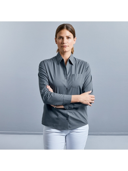 Camicia Ladies' Long Sleeve PolyCotton Poplin Shirt Rusell