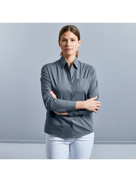 Camicia taschino donna in popeline Rusell
