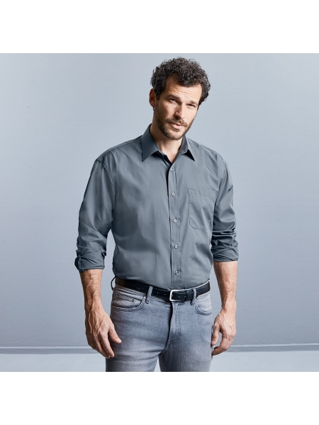 Camicia maniche lunghe uomo con taschino personalizzabile Rusell
